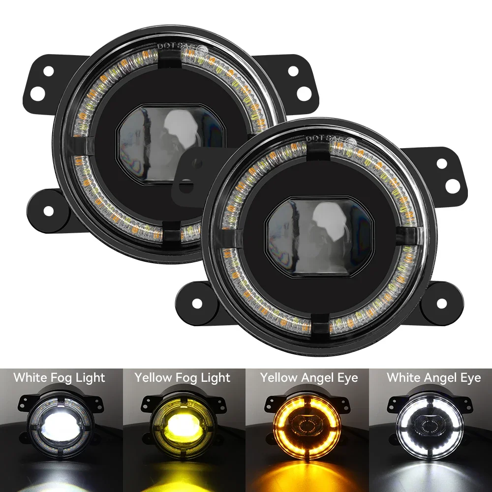 2 pezzi 4 pollici luci fendinebbia a led Halo Ring DRL Off Road fendinebbia per Chevrolet Wrangler JK TJ LJ Dodge Journey 60W giallo bianco