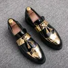 2023 neue Luxusmarke Herren glänzende Lederschuhe High-End Gold Patchwork Herren Höhe zunehmende Schuhe Bankett Kleid Schuhe