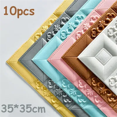 10pc 5mm selbst klebende 3d Wanda uf kleber Tapete Schaum Ziegel Muster Dekor Retro Trend Hintergrund Wanda uf kleber Wohnkultur Image