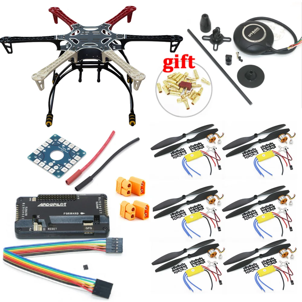 F550 Hexacopter-Rahmen mit Fahrwerks satz mit apm 2,8 Flugs teuerung 7m gps a2212 1000kv 30a esc flysky FS-i6 tx für RC-Drohne
