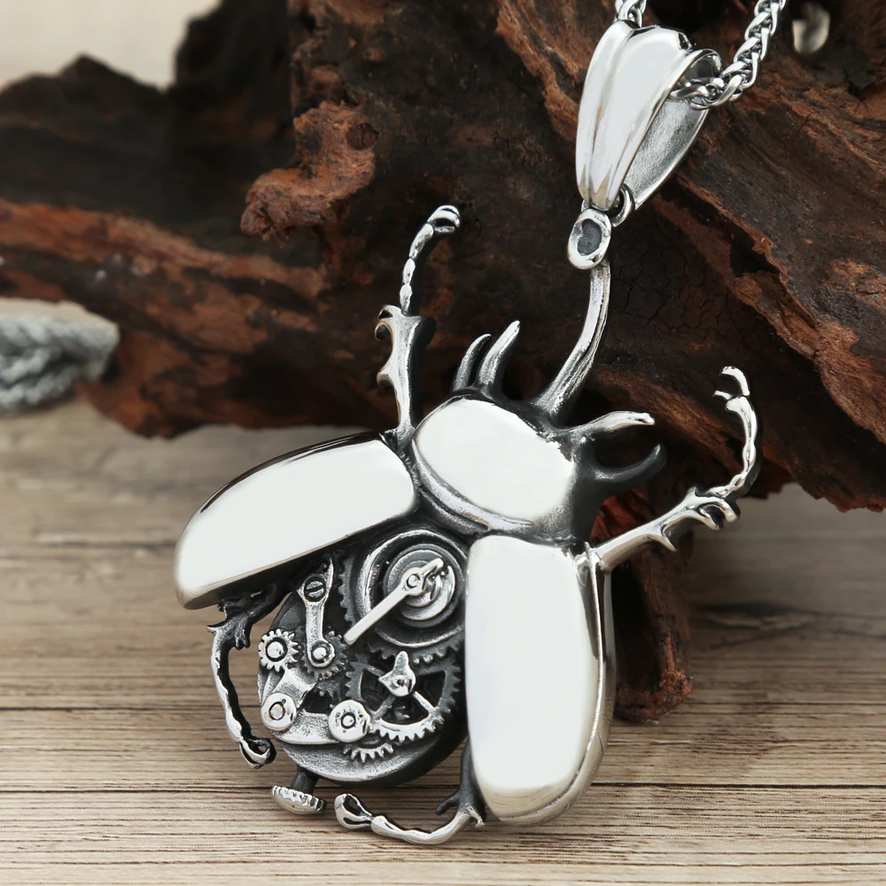 Vintage Steampunk Mechanische Getriebe Käfer Anhänger Für Männer 316L Edelstahl Mode Biker Heavy Metal Schmuck Geschenke Großhandel Image