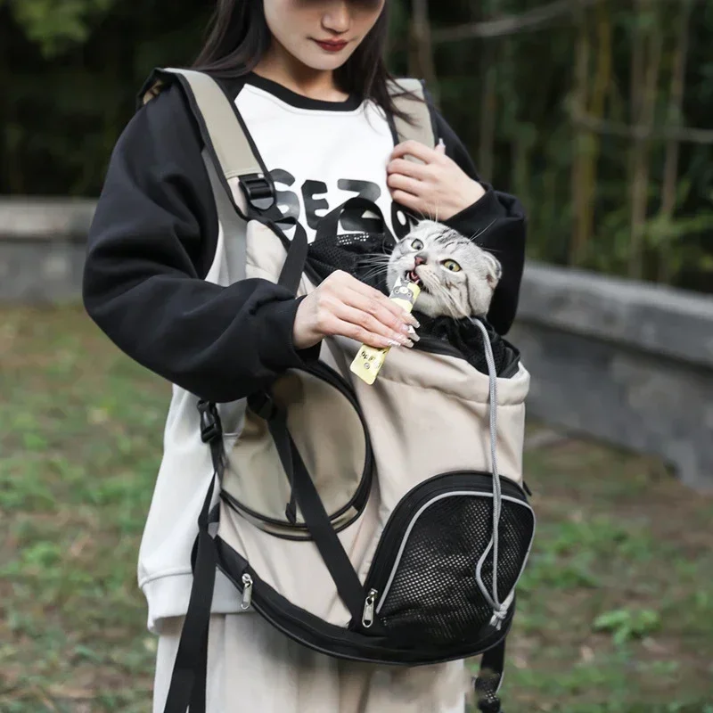 Einfarbige große Kapazität leichte Katzen tasche ausgehen tragbare Haustier Tasche Träger atmungsaktive Oxford Stoff tragbare Haustier Rucksack Image