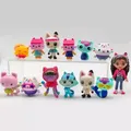 13 pz/set PVC Gabby Dollhouse Figure Toy Mercat Cartoon animali di peluche sorridente Car Cat Hug