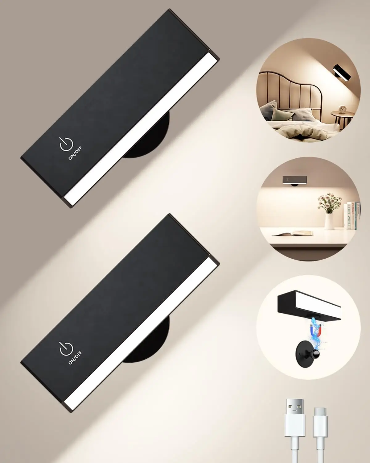 LED Wand leuchten moderne wiederauf ladbare Nachttisch lampe Innen lampe abnehmbare 360 drehen magnetisch dimmbare Wand Lese lampe