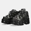 2025 frauen Retro Spanisch Tank Bottom Metall High-Top Plattform Leder Schuhe Dark Punk Muffin Bottom Straße Schießen pumpen Männer