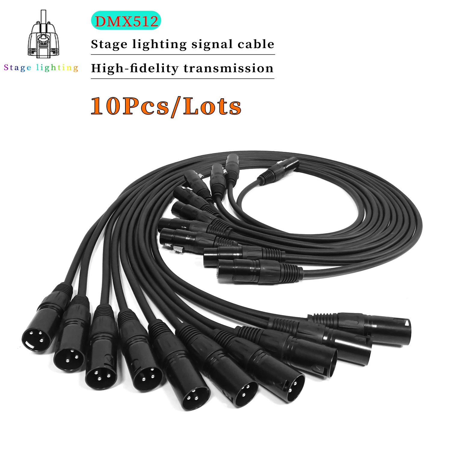 10 teile/los 3 PIN DMX Kabel 1 M-20 M Schwarz Stecker DMX Signal Linie Kabel Verwendet Für DMX512 controller Led Par Bühne Lichter