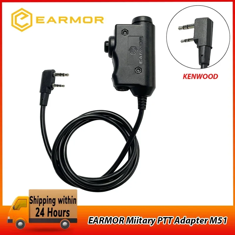 Original EARMOR M51 PTT Adapter Airsoft Taktische Headset Kenwood (für baofeng) Telefon Stecker 3,5 MM AUX Taktische Headset Zubehör Image