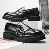 Plattform Schuhe Slipper Schuhe Männer dickbesohlte Hochzeits schuh schwarz formelle Business-Schuhe Slip-On Leder erhöhen Größe 38-48