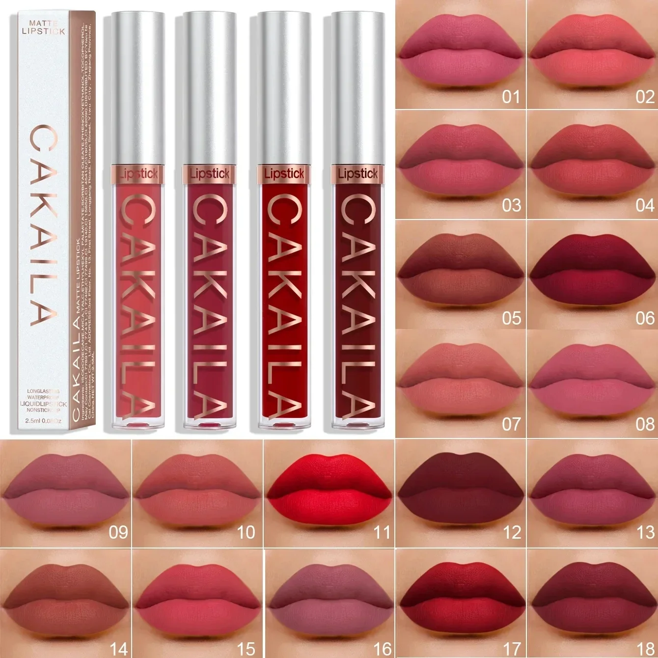 18 Farben Matt Lipgloss Großhandel Günstiger flüssiger Lippenstift Make-up Lippenfarbe Batom Langlebig Sexy Rot Rosa Nude Lipgloss Bulk