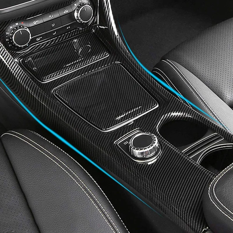Auto Center Konsole Wasser Tasse Halter Panel Abdeckung Für Mercedes GLA CLA EINE Klasse W176 2013-2018 LHD ABS carbon Faser Image