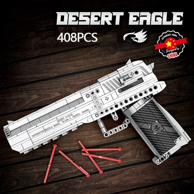 Militärische Waffe Serie Baustein 408PCS Desert Eagle Pistole Kann Schießen Modell DIY Montieren Image