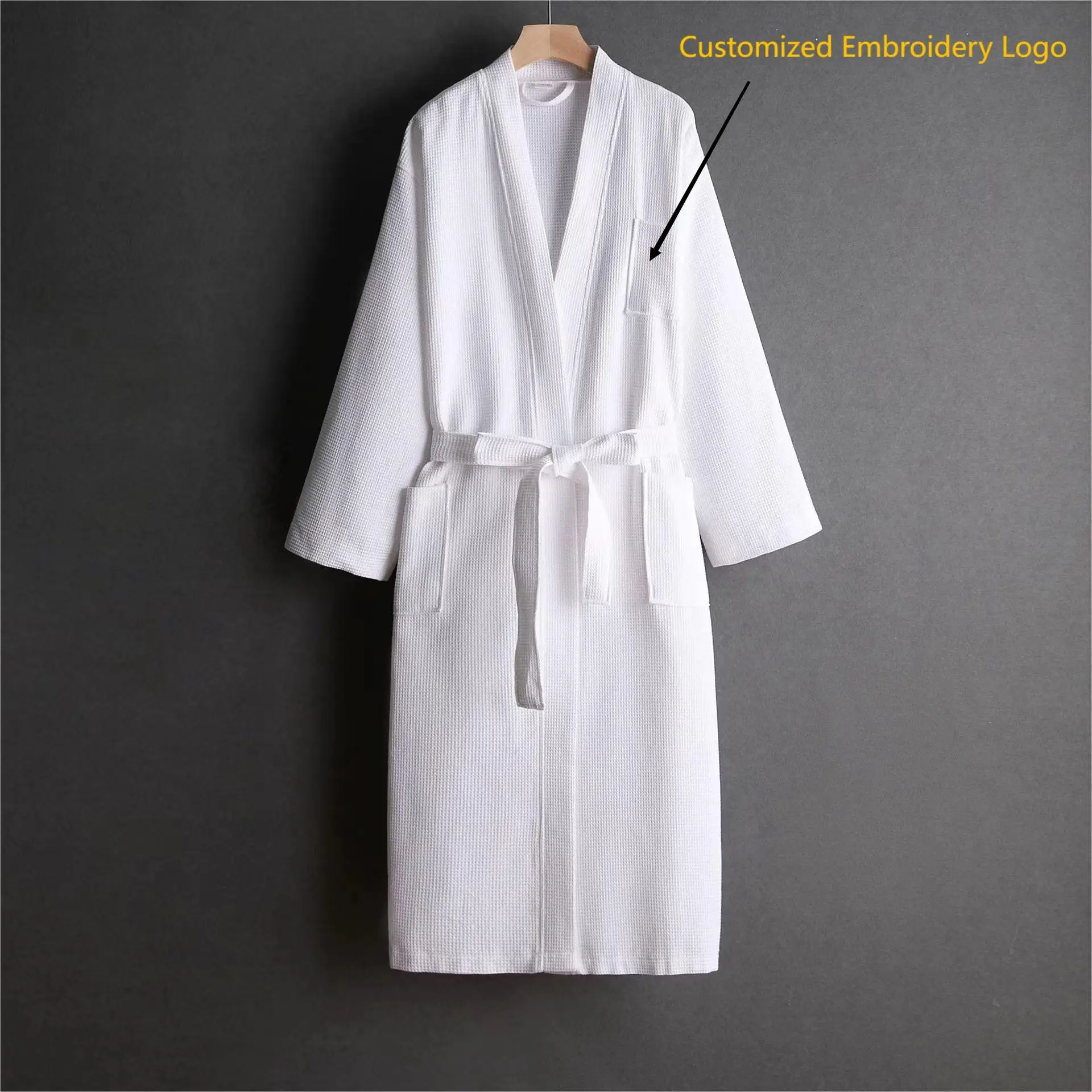 AHSNME Bademantel mit individuellem Logo, weiche Waffel, individuelle Bademäntel für Schönheitsklinik, Monogramm, Jubiläumsgeschenk Image