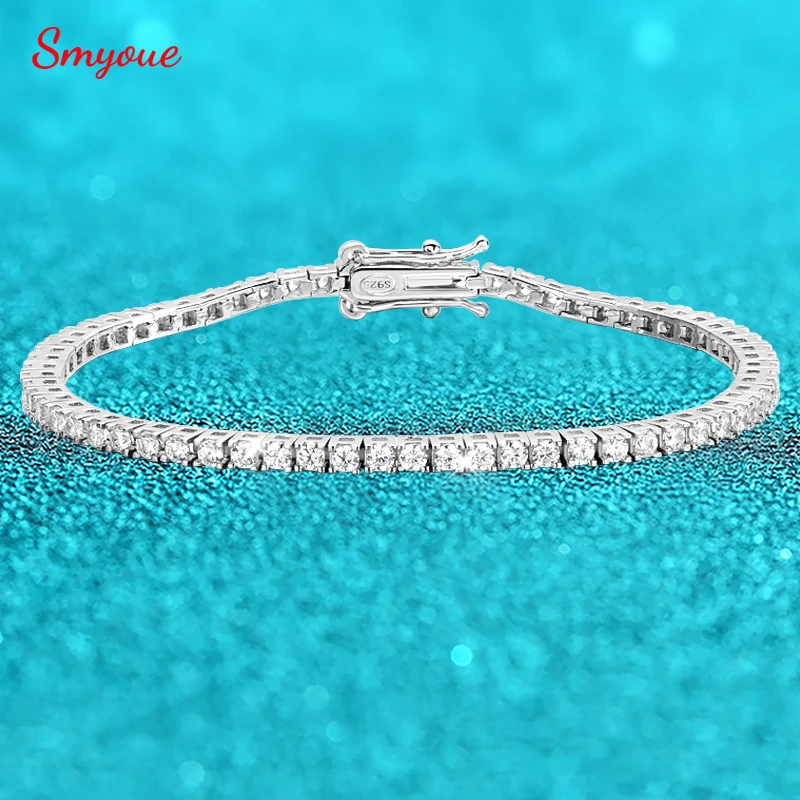Smyoue 2 MM D Farbe 100% Echt Moissanit Tennis Armband für Frauen Labor Diamant Original Silber 925 Schmuck Hip Hop party Kette