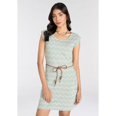 Jerseykleid KANGAROOS, Damen, Gr. 36 (S), N-Gr, grün (hell grün, weiß), Jersey, Obermaterial: 100% Baumwolle, bedruckt, gemustert, casual, figurbetont mini, Rundhals, Kurzarm angeschnitten, Kleider, mit Alloverprint Image