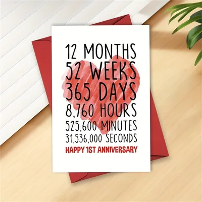 1pc,Happy 1st Anniversary Card for Him Her, First Wedding Anniversary Greeting Card, Funny One Year