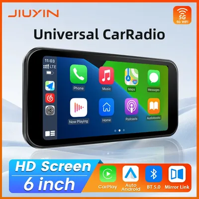 JIUYIN 6 Inch Touch Screen Universal Car Radio Multimedia Navigation Wireless CarPlay Android Auto Bluetooth Music Player