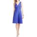 J. Crew Dresses | J. Crew Pleated Chevron Cotton Dress Sleeveless V Neck Pique Back Lined Size 0 | Color: Blue | Size: 0
