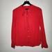 J. Crew Tops | J. Crew Red Long Sleeve Button Down Blouse Neck Tie Size Xs | Color: Red | Size: Xs