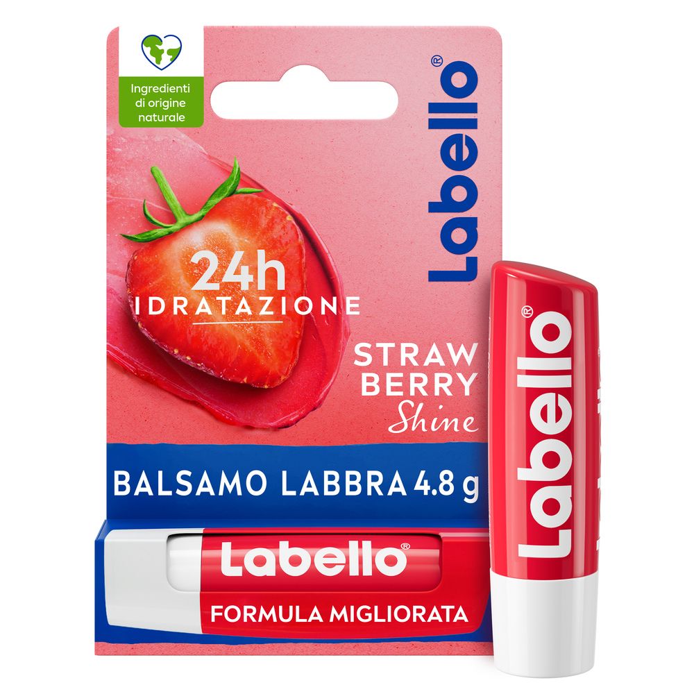 Labello Strawberry Shine 4.8 g, Burrocacao labbra colorato e idratante