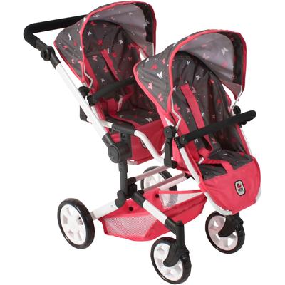 Puppen-Zwillingsbuggy CHIC2000 "Linus Duo, Butterfly" Puppenwagen bunt (butterfly) Kinder mit zwei abnehmbaren, bis in Liegeposition verstellbaren Sportsitzen