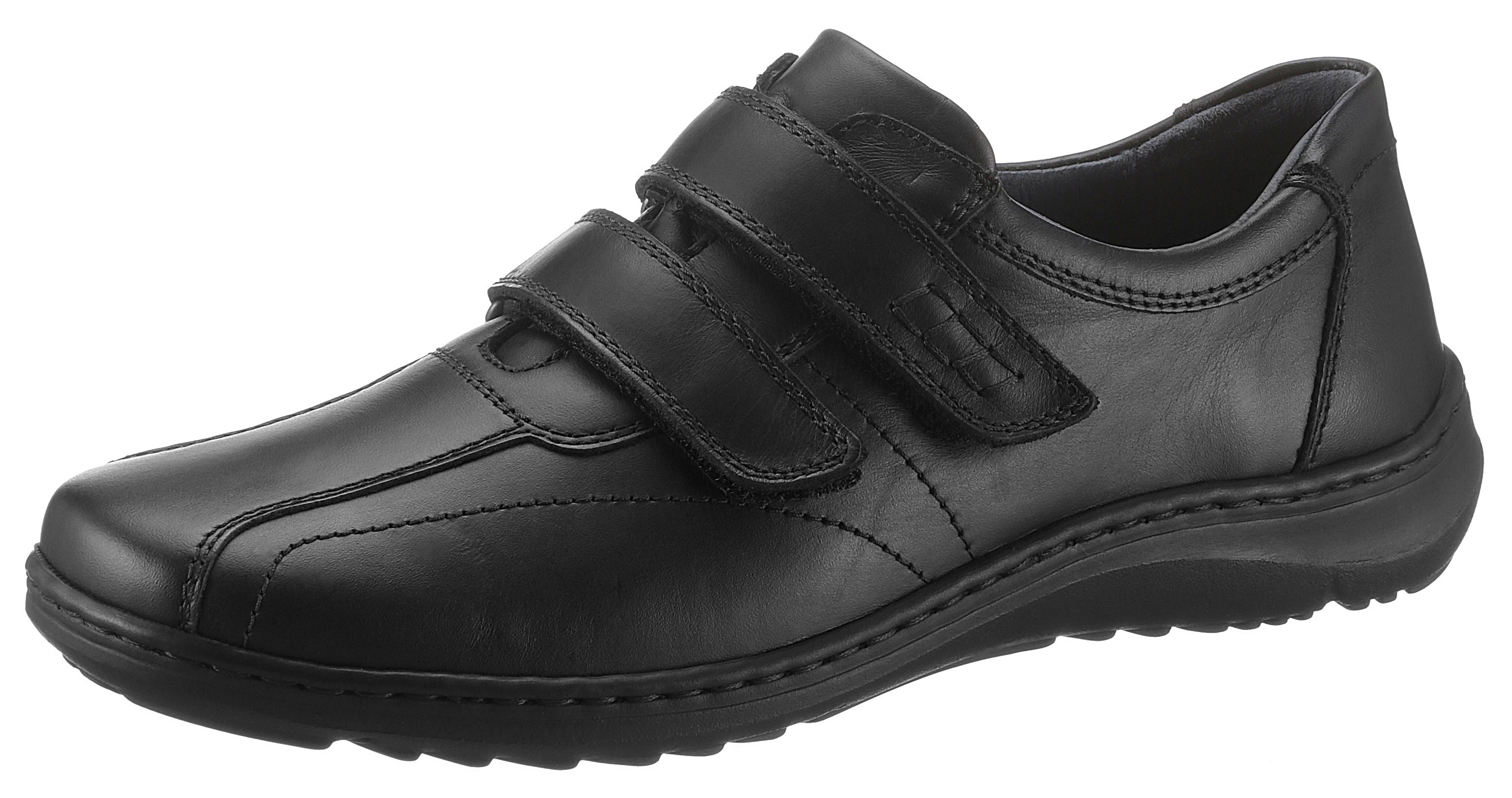 Klettschuh WALDLÄUFER "Herwig", Herren, Gr. 7,5 (41), schwarz, Nappaleder, Schuhe Klettschuh, Slipper, Komfortschuh, Freizeitschuh mit Klettverschlüssen, G-Weite