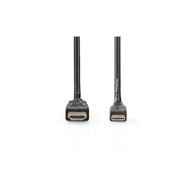 Nedis High Speed HDMI Kabel mit Ethernet - HDMI Stecker - HDMI Mini Stecker - 4K@30Hz - 10.2 Gbps - 2.00 m - Rund - PVC - Schwarz - Box Image