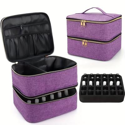 TEMU Upgraded Nail Polish Organizer Case - Holds 30 Bottles And 1 Nail Light, Double-layer Nail Polish Carrying Case Nail Polish Storage Bag With Handles Image