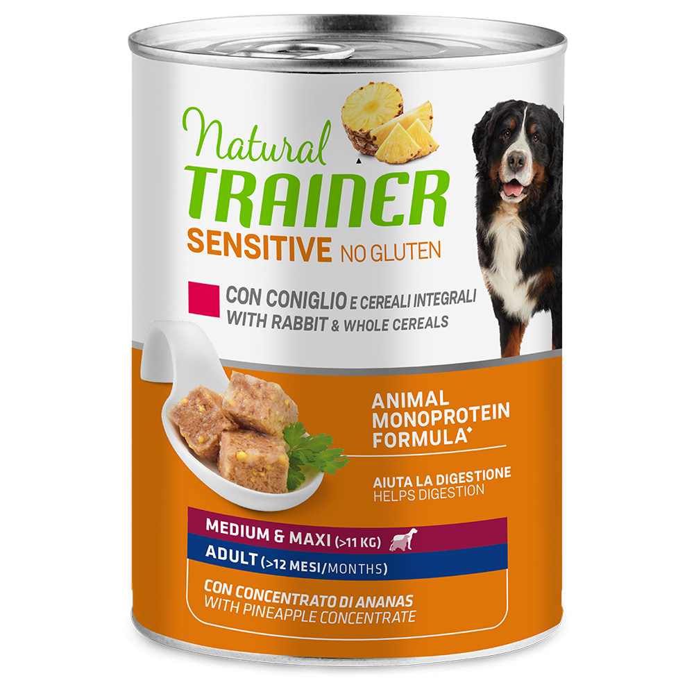 Natural Trainer Sensitive No Gluten Medium & Maxi Adult Umido per cane - Set %: 6 x 400 g Coniglio