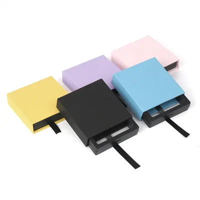 10pcs/lot Jewelry Gift Paper Packaging fit 3D Film Membrane Plastic Box Pull Case Black Blue