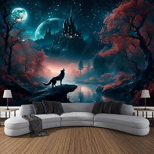 Natur Wandteppich zum Aufhängen, große Wandteppiche, Wanddekoration, Fotohintergrund, Decke, Vorhang, Zuhause, Schlafzimmer, Wohnzimmer, Dekoration, Nordlicht, Aurora Wandtuch XXL Natur Image