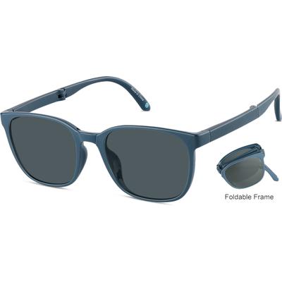 Zenni Square Rx Sunglasses Blue Plastic Full Rim Frame