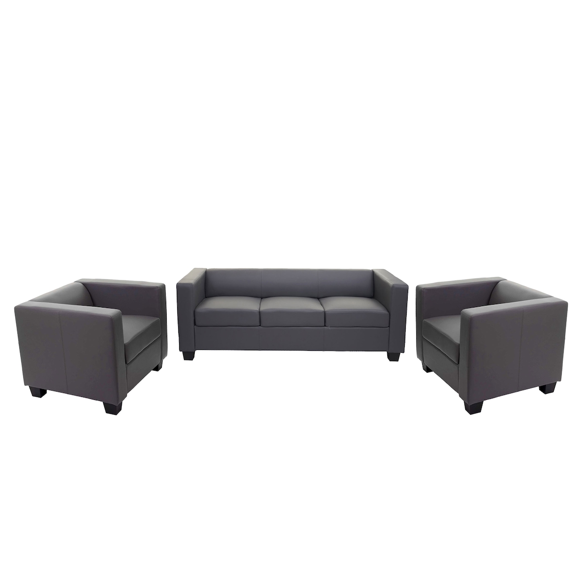 Mendler 3-1-1 Sofagarnitur Couchgarnitur Loungesofa Lille ~ Kunstleder, dunkelgrau Image