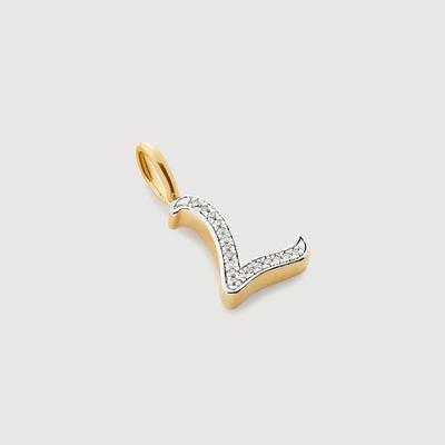 Gold Alphabet L Diamond Pendant Charm Diamond