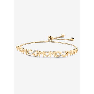 Women's Gold-Plated Sterling Silver Diamond Accent "Mom" Slider Bracelet 10" by PalmBeach Jewelry in White