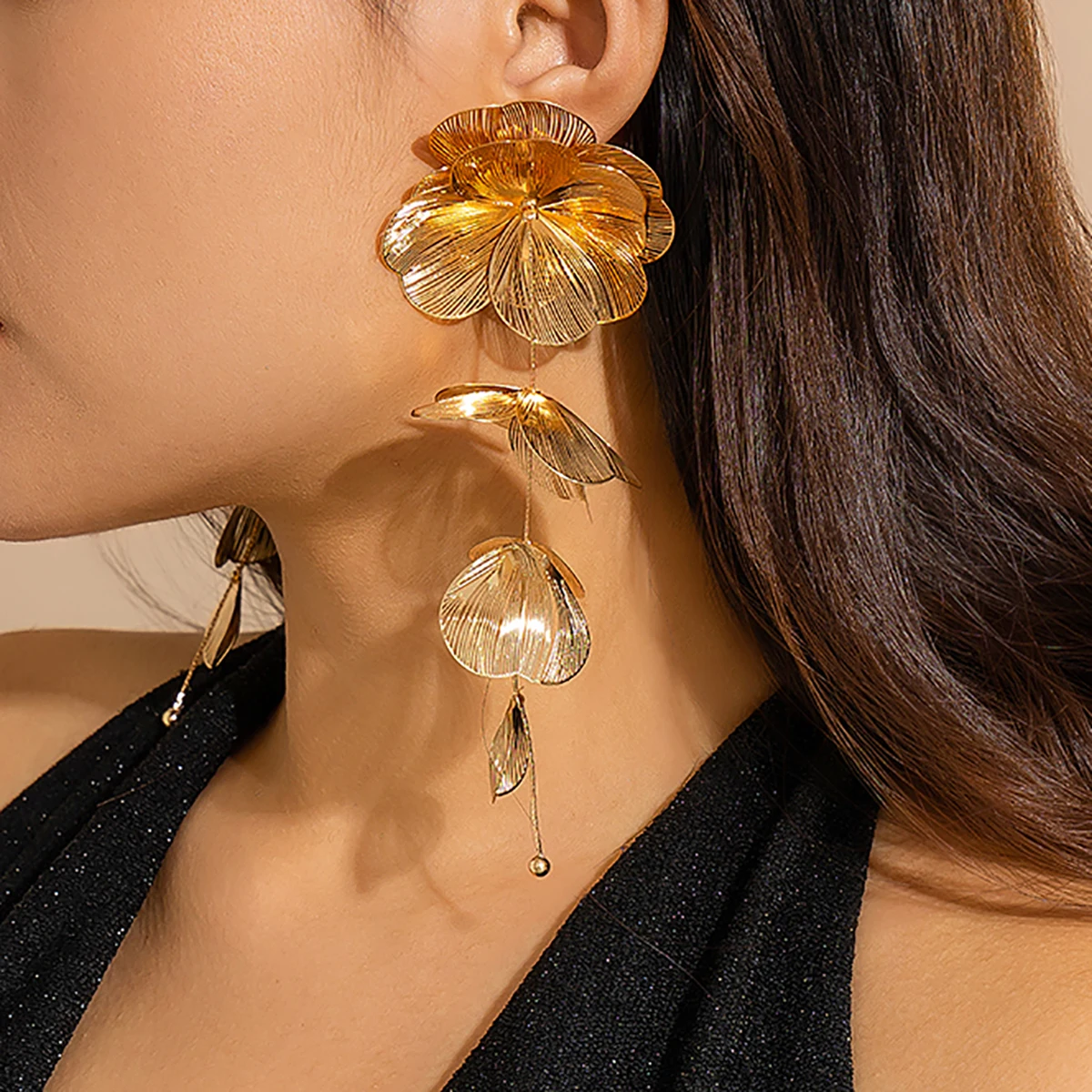 Salircon Bohemian Metalldraht Ginkgo Blatt Anhänger Tropfen Ohrringe Vintage Statement Gold Farbe Große Ohrringe Damen Trendy Schmuck