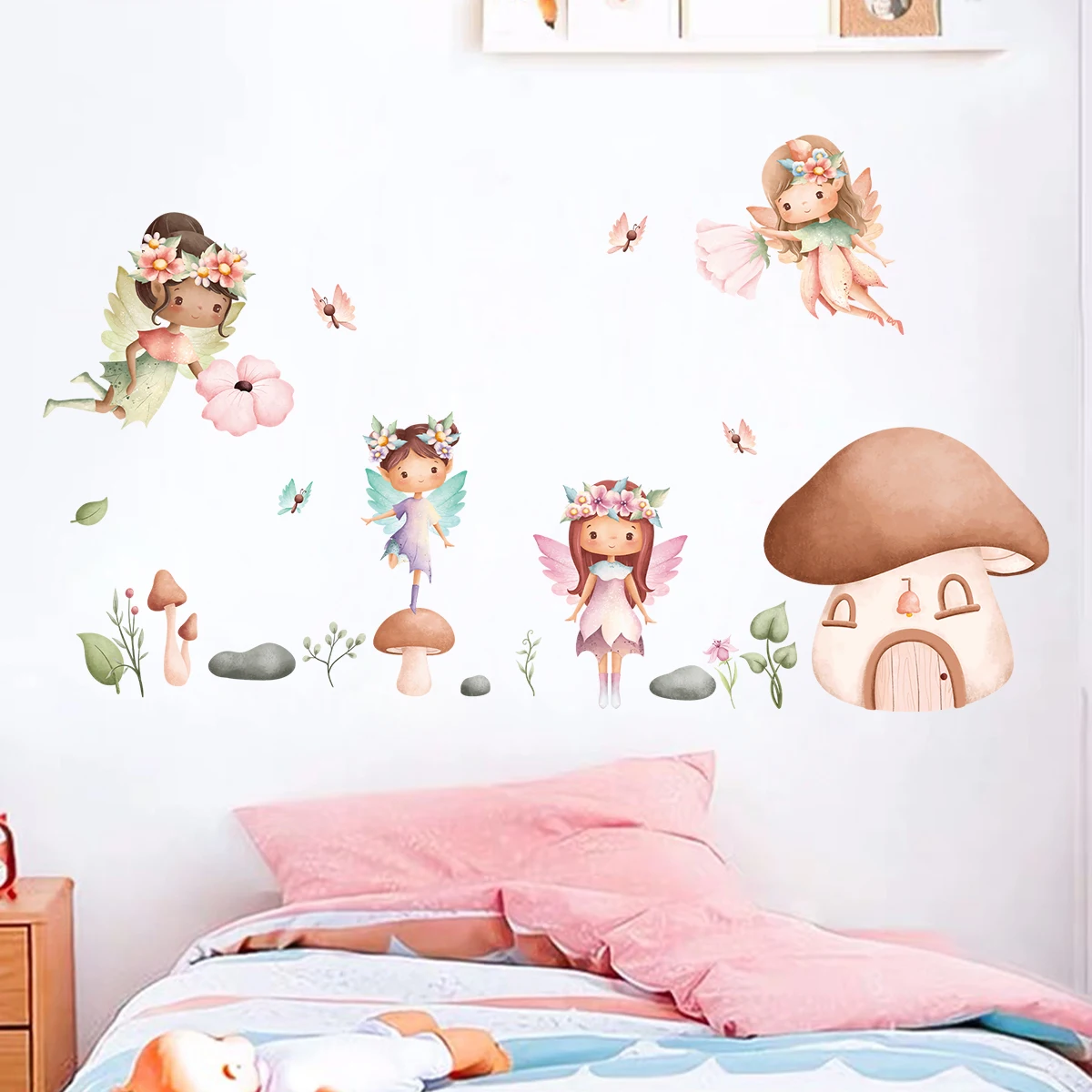 Cartoon süße Elf Liebe Wandaufkleber Dekoration für Schlafzimmer Mädchen Geschenk Kinderzimmer Sweet Home Decor Wohnzimmer Wandtattoos Image