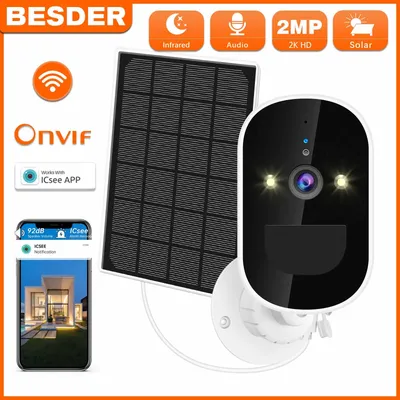 Besder Wireless Solar Wifi Kamera CCTV Überwachungs kamera Outdoor Full HD 1080p Audio IP Kamera 6000mah wiederauf ladbare Batterie Kamera