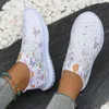 Damen weich bedruckte Wohnungen Herbst atmungsaktive gestrickte Plattform Turnschuhe Frau chinesischen Stil Blumen Freizeit schuhe plus Größe 43