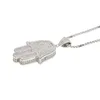 Weiß gold farbe herren schmuck hip hop bling 38,6mm große micro pave zirkonia hamsa hand icedd