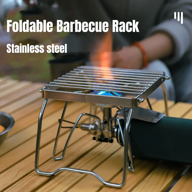 Multifunktions Klapp Lagerfeuer Grill Stehen Tourismus Tragbare Camping Grill Rost Outdoor Kochgeschirr BBQ Rack Holz Gasherd Halterung Image