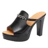 10 cm kleine Größe 32–43 Block High Heels Schuhe Herz Plissee Leder Plateauschuhe 2025 Sommer Damen Slides für Büromodell