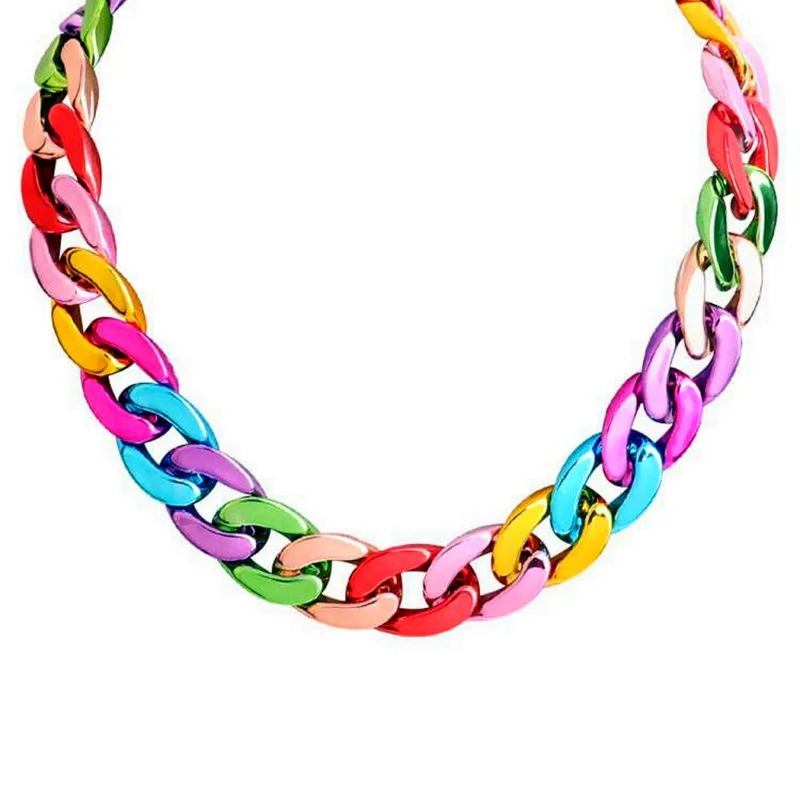 FishSheep Trendy Metallic Farbe Acryl Kette Choker Halskette Für Frauen 2024, Vintage Breite Lange Link Chunky Kragen y2k Schmuck Image