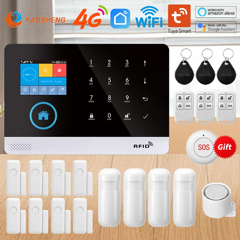 Tuya Drahtlose Sicherheit Schutz Alarm Smart Home Alarm System kits Haus Sicherheit Schutz Unterstützung Smart Leben 2G/4G Image