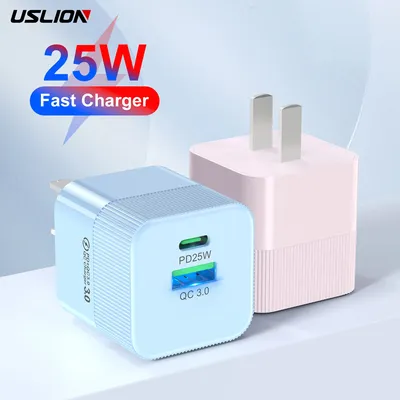 USLION QC 3,0 Mini USB C Ladegerät PD 25W Unterstützung Typ C Schnelle Lade Tablet Laptop Handy Schnell ladegerät Für iPhone Xiaomi Image