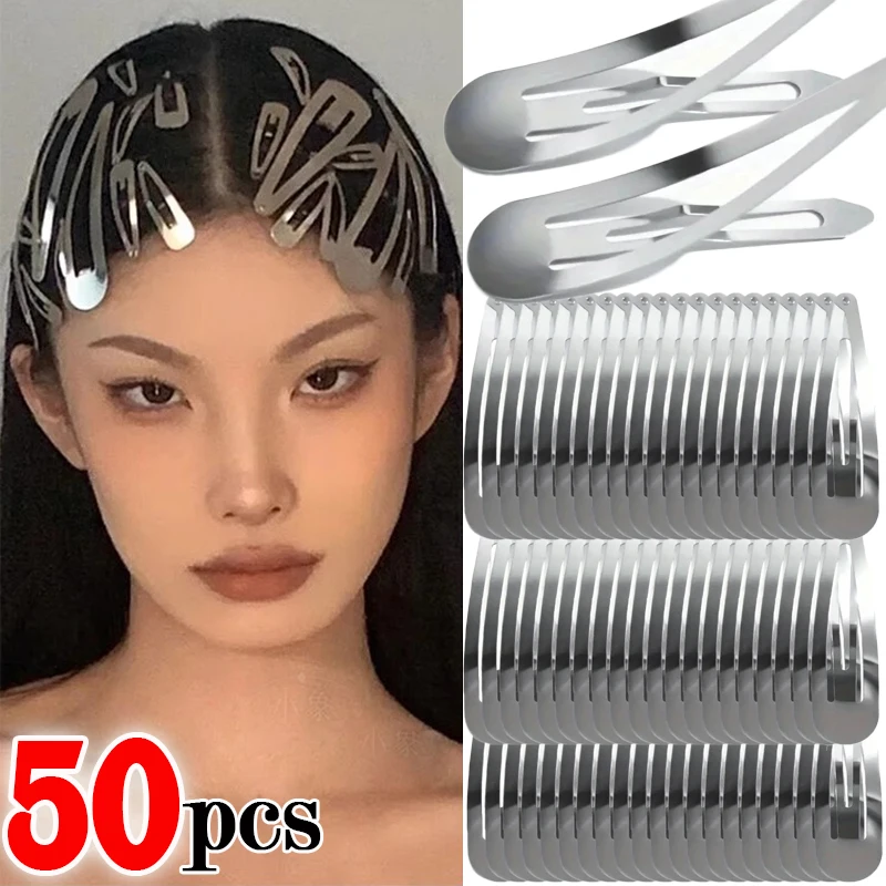 10-50 Stück Y2K Silber Haarspangen BB Snap Haarnadeln Basis für DIY handgemachte Haarspangen für Frauen Mädchen Punk Styling Werkzeuge Zubehör