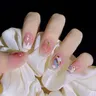 24 teile/satz Regenbogen kurze Abnutzung gefälschte Nägel Kunst rosa Pfirsich Herz Design Acryl