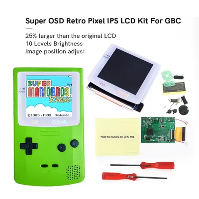 Für gbc q5 ips lcd laminierte Bildschirm-Kits weiße Linse Retro Pixel hintergrund beleuchteter Mod Image