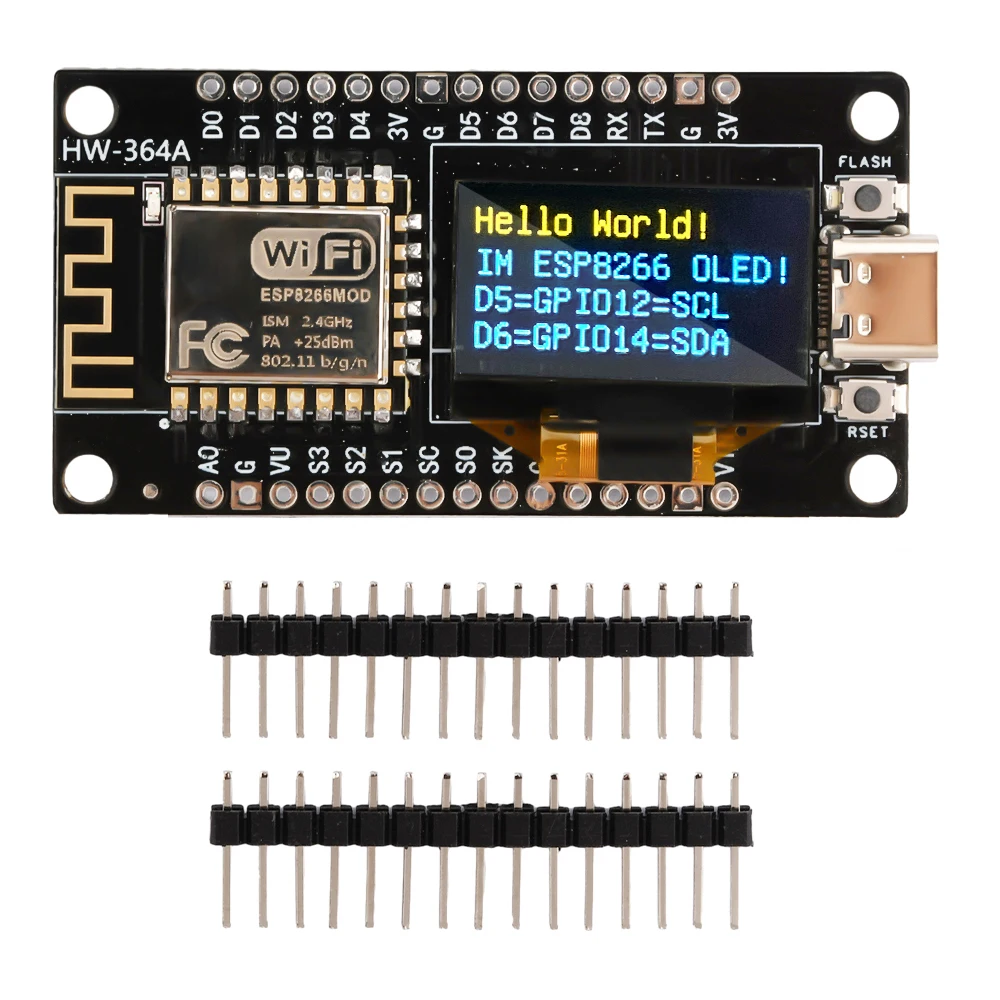 NodeMCU ESP8266 Entwicklungsboard mit 0,96 Zoll OLED-Display, CH340-Treibermodul für Arduino IDE/Micropython-Programmierung Image