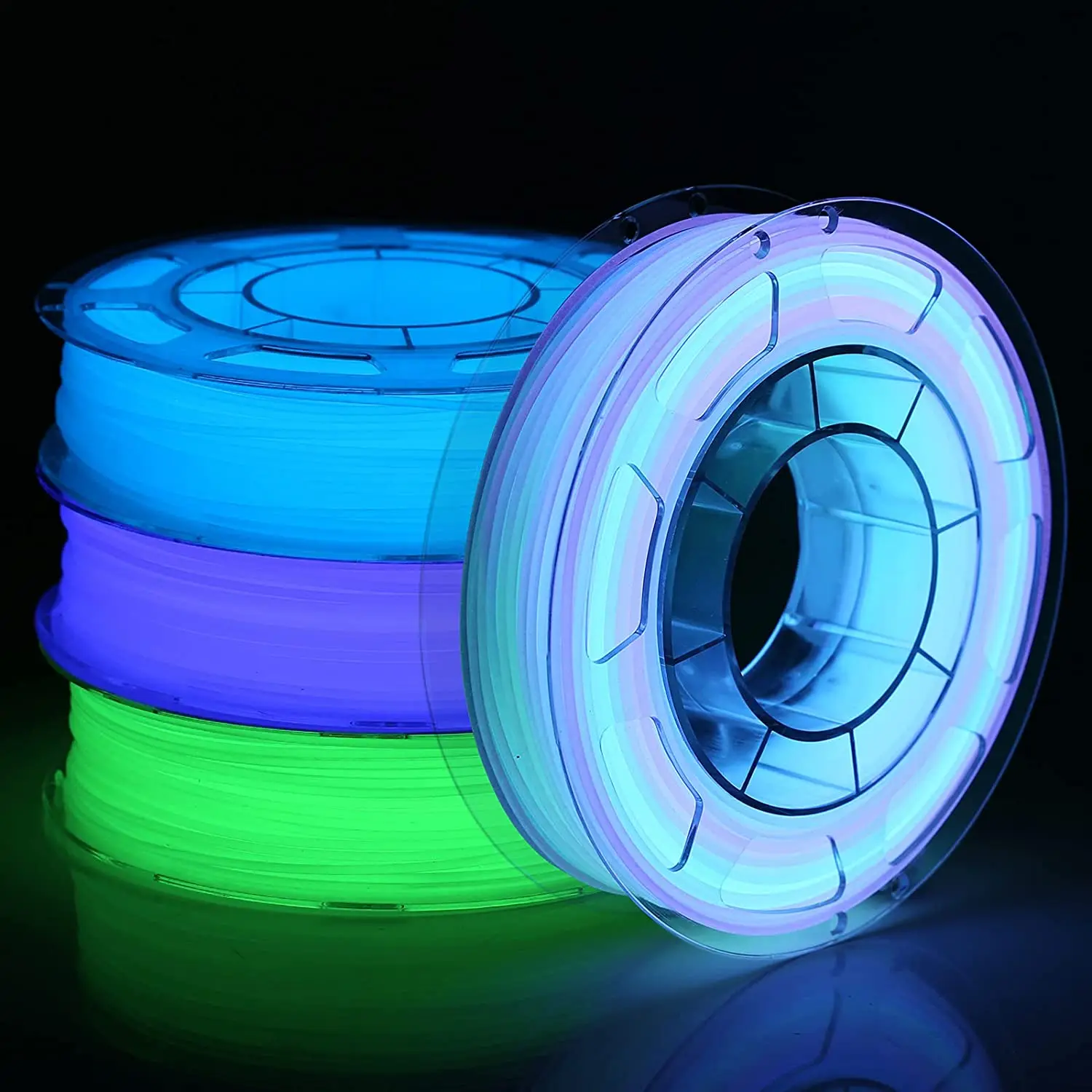 1,75 mm 3D-PLA-Leuchtfilament, Regenbogen-Nachtleuchtend, Rot, Blau, leuchtend, 250 g, 500 g, PLA-3D-Druck, Kunststoffdraht, Vakuumverpackung Image