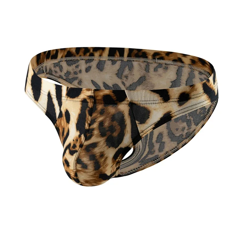 Sexy Herren Slips Unterwäsche Leoparden muster niedrige Taille weiche Slip Slips Dessous Unterhose Beutel Tangas Sexis de Hombre Image